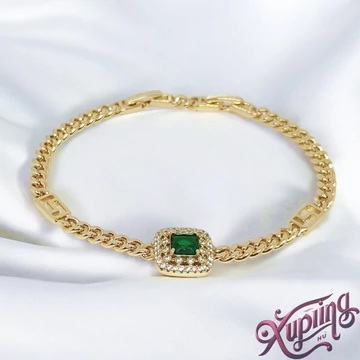 Sára 14K XP zöld köves karkötő 17/19cm Sára 14K XP zöld köves karkötő 17/19cm