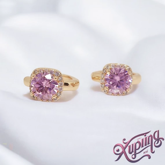 Leandra 18K XP köves fülbevaló pink