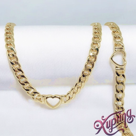Dotti 14K XP Szíves ékszerszett - nyakék + karkötő 50cm/21cm