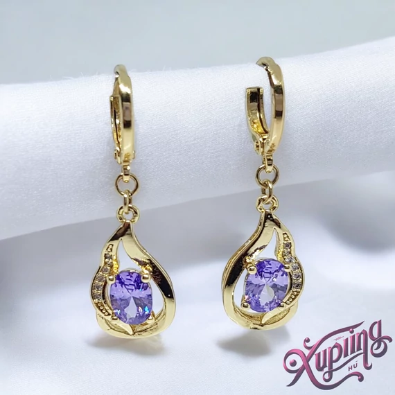 Fontana 14K XP fülbevaló lila