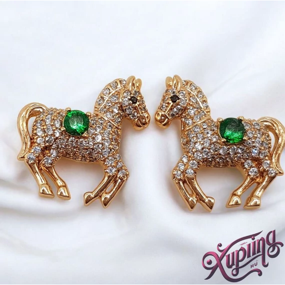 Horse 18K XP fülbevaló zöld