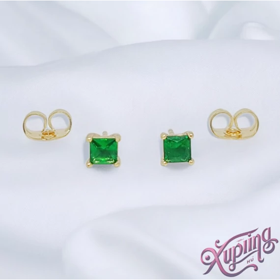 Shaila 14K XP kocka fülbevaló 5cm zöld