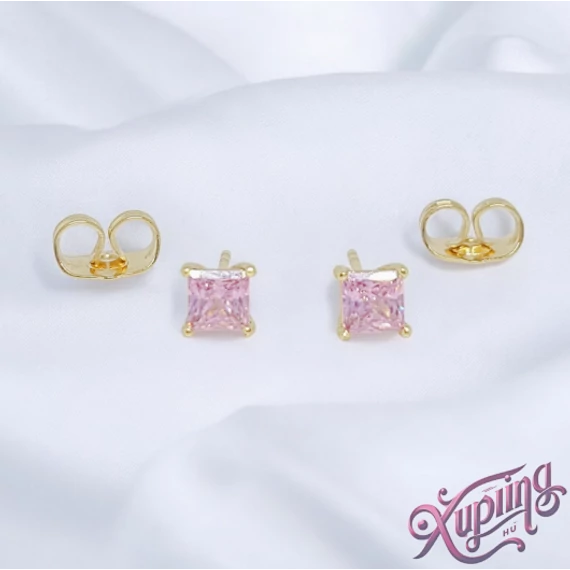 Shaila 14K XP kocka fülbevaló 5cm pink