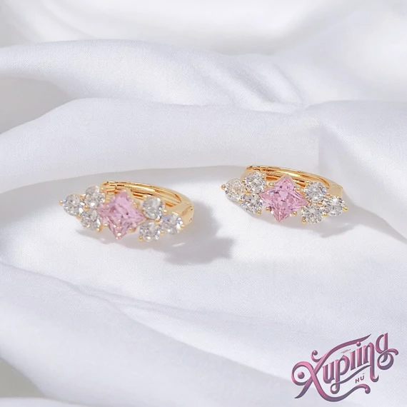 Romana 18K XP fülbevaló pink