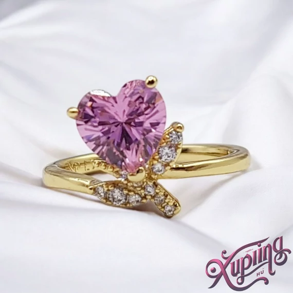 Dalida 14K XP szíves gyűrű 8-as pink