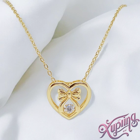Ambra 14K XP szíves nyaklánc 45cm