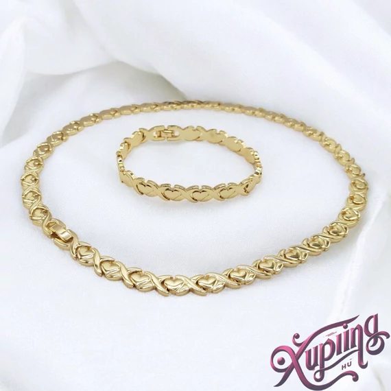 Amira 14K XP szíves ékszerszett - nyakék + karkötő 45cm/19cm
