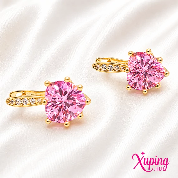 Lendro 14K XP szív fülbevaló pink