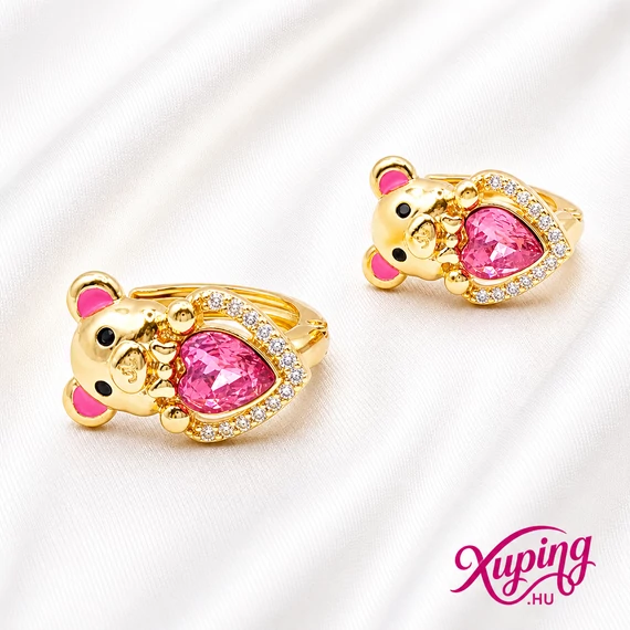 Paldor 14K XP maci fülbevaló pink