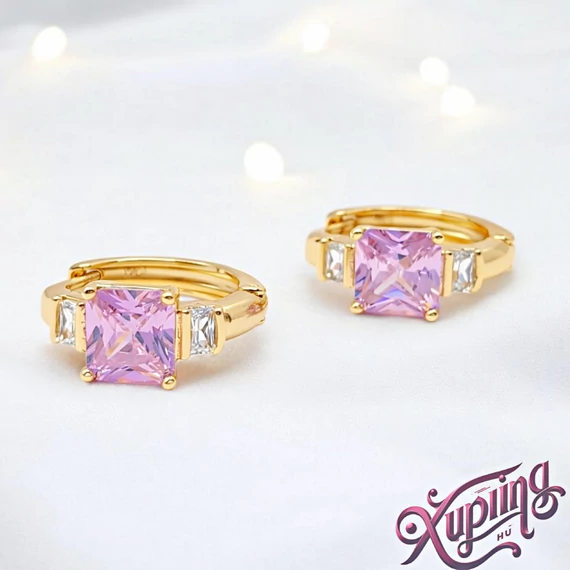 Leni 18K XP köves fülbevaló pink