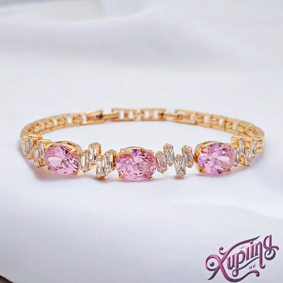 Iselin 18K XP antiallergén karkötő pink 17/19cm