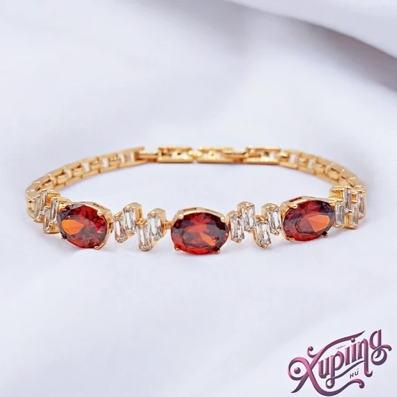 Iselin 18K XP antiallergén karkötő piros 17/19cm