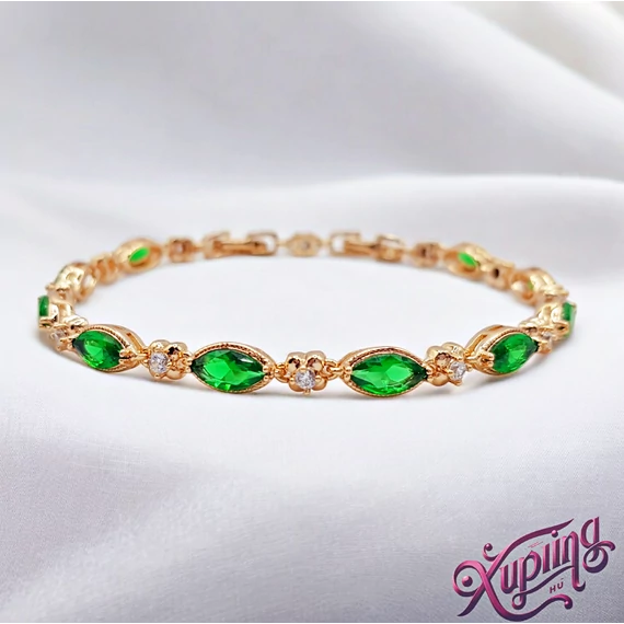 Liora 18K XP antiallergén karkötő zöld 18/20cm