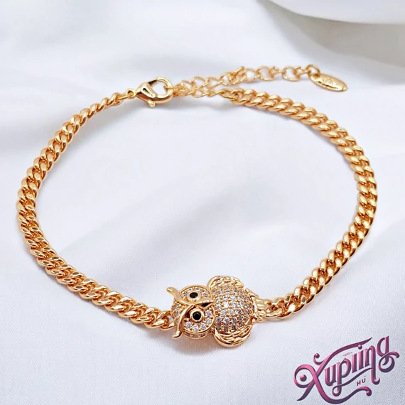 Mirel 18K XP antiallergén baglyos karkötő 17+5cm