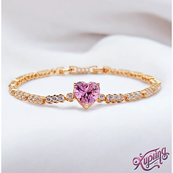 Onyx 18K XP szíves karkötő pink