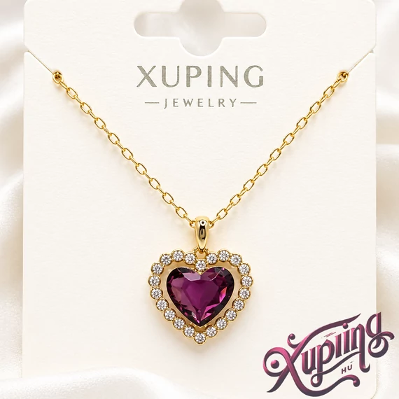 Astrix 14K XP szíves nyaklánc 45cm lila