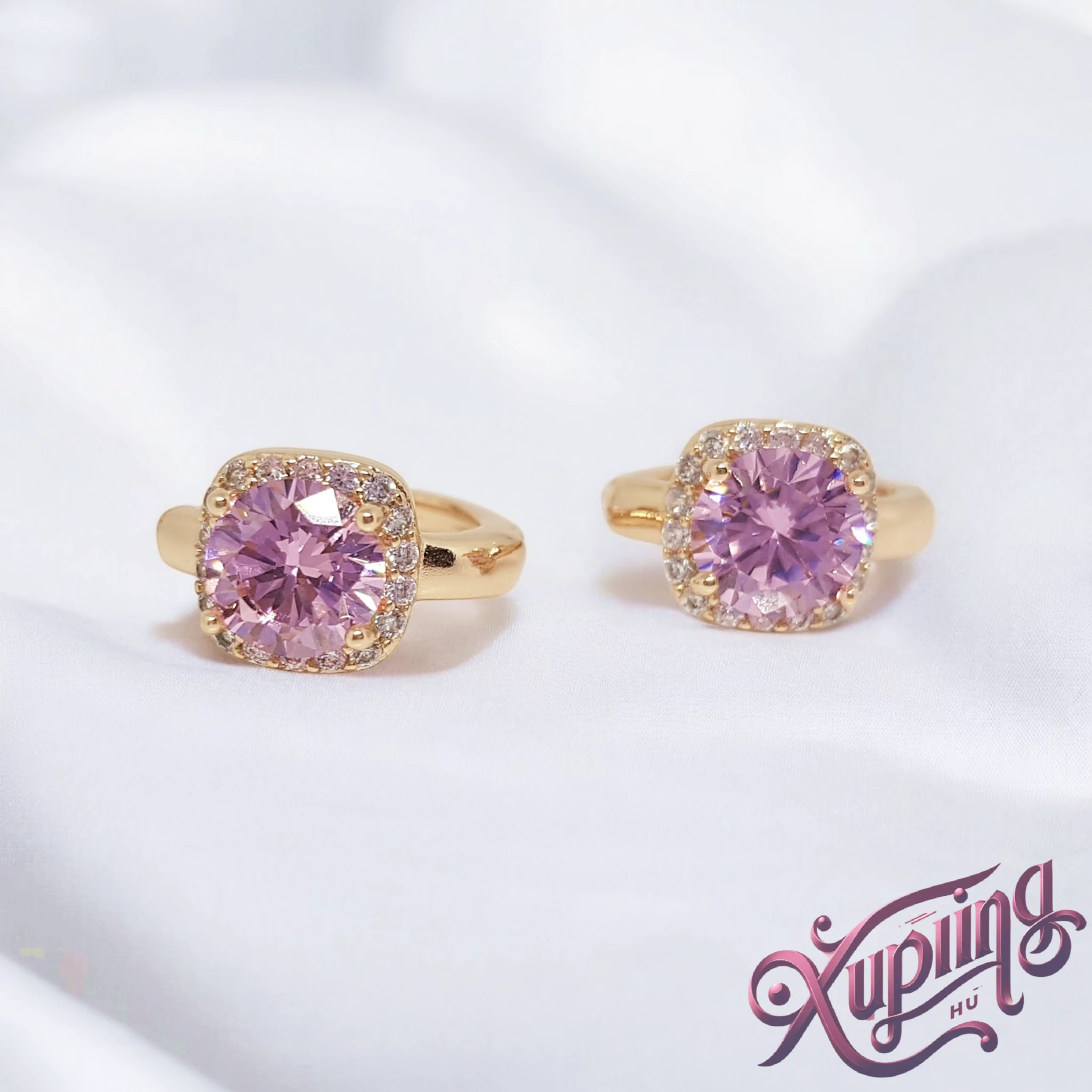 Leandra 18K XP köves fülbevaló pink