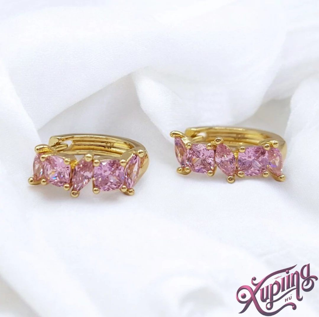 Fanni 14K XP fülbevaló pink