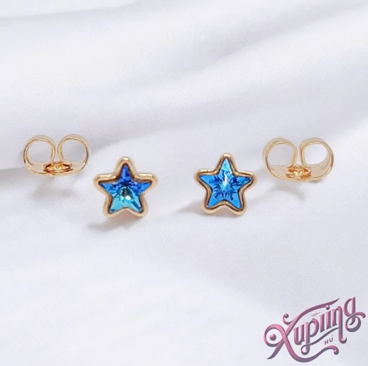 Star 18K XP csillag fülbevaló kék