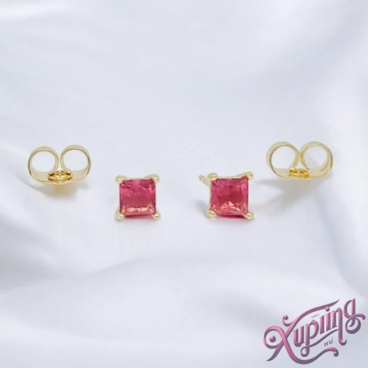 Shaila 14K XP kocka fülbevaló 5cm piros