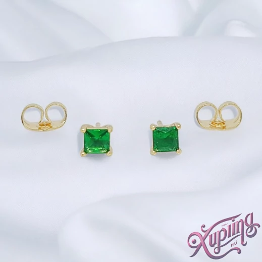 Shaila 14K XP kocka fülbevaló 5cm zöld