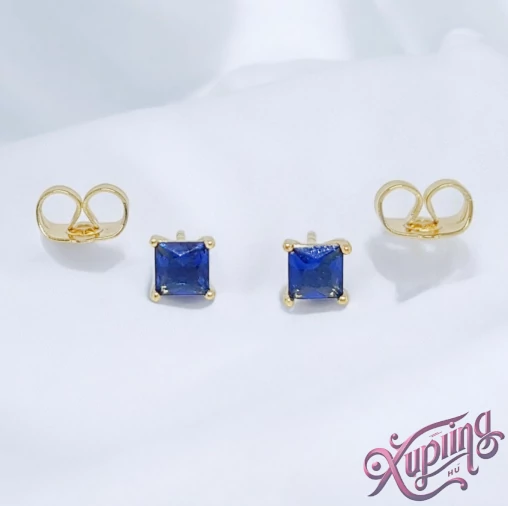 Shaila 14K XP kocka fülbevaló 5cm kék