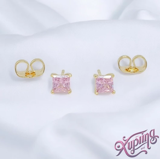 Shaila 14K XP kocka fülbevaló 5cm pink